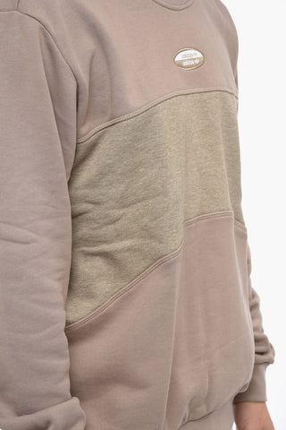 Crew-Neck Cotton ESSENT Sweatshirt with Ton-On-Tone Front Detail