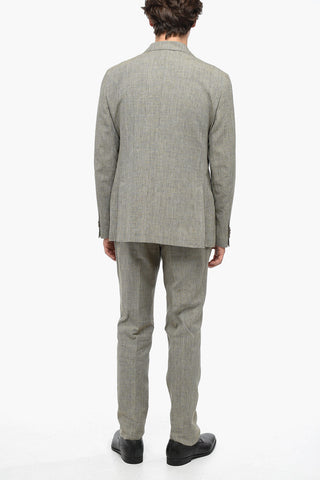 CC COLLECTION Houndstooth RIGHT Flax Blend Suit