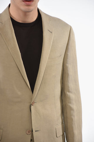 Linen and Silk Blend GATE Suit with Flap Pockets