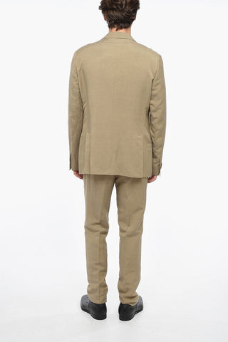 Linen and Silk Blend GATE Suit with Flap Pockets