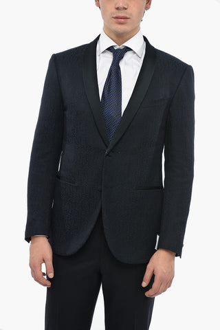 Lined Single Breasted Blazer With Jetted Pockets And Shawl Lapel