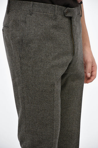 Pantaloni in Lana Vergine RESORT con Motivo a Quadri