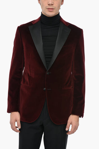 Blazer CERIMONIA ACADEMY in Velour con Tasche a Filo