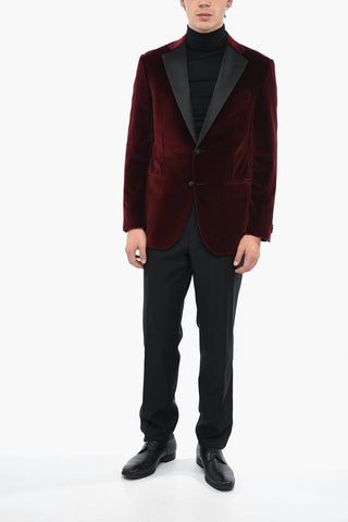 Blazer CERIMONIA ACADEMY in Velour con Tasche a Filo