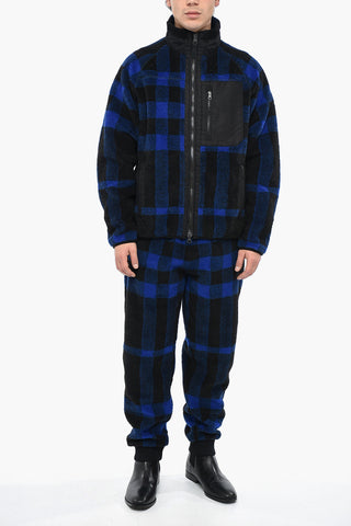 Felpa Teddy in Misto Lana con Motivo Gingham