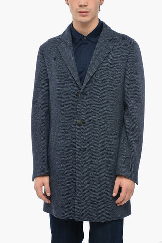 Halflined Single Breasted Wool Tweed Coat