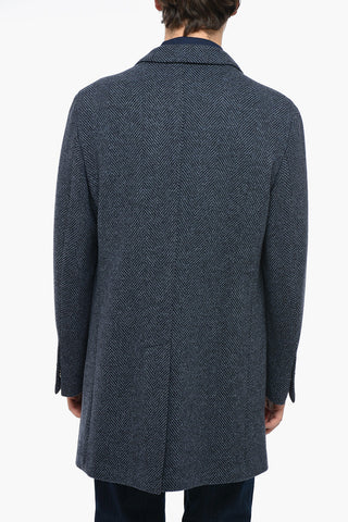 Halflined Single Breasted Wool Tweed Coat
