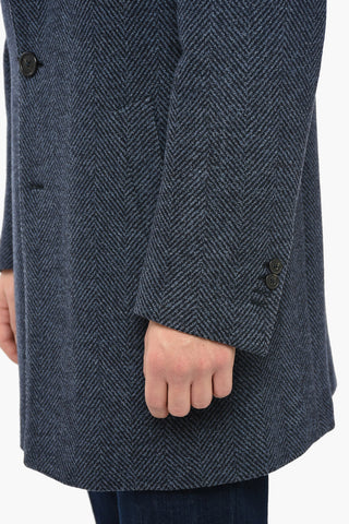 Halflined Single Breasted Wool Tweed Coat
