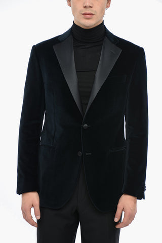 Giacca Foerata Monopetto In Velour Con Revers Classico