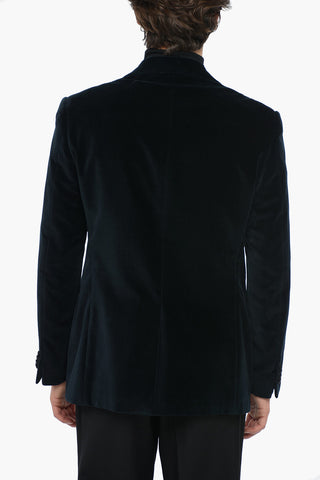 Giacca Foerata Monopetto In Velour Con Revers Classico