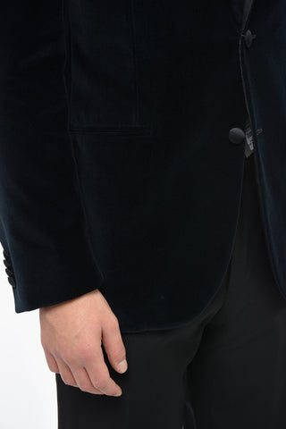 Giacca Foerata Monopetto In Velour Con Revers Classico