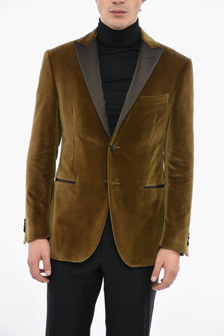 Velour CRIMONIA ACADEMY Blazer with Satin Peak Lapel