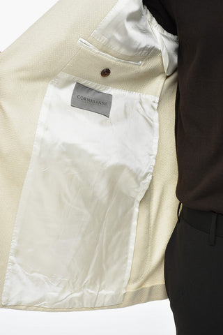 Silk and Cashmere Blend Double Breasted Blazer with Peak Lapel