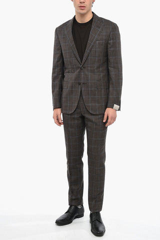 Abito ACADEMY SOFT in Misto Lana e Seta con Motivo Windowpane