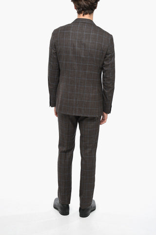 Abito ACADEMY SOFT in Misto Lana e Seta con Motivo Windowpane