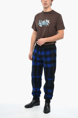 Joggers Teddy in Misto Lana con Motivo Gingham