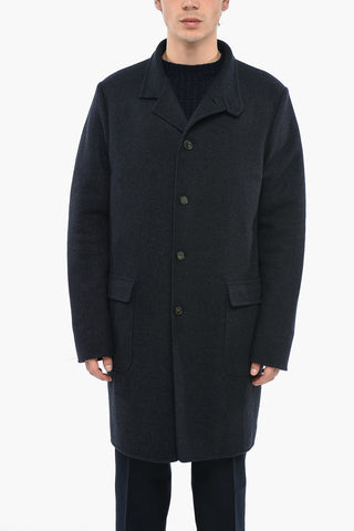Cappotto Sfoderato in Misto Cashmere con Tasche ad Aletta