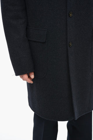 Cappotto Sfoderato in Misto Cashmere con Tasche ad Aletta
