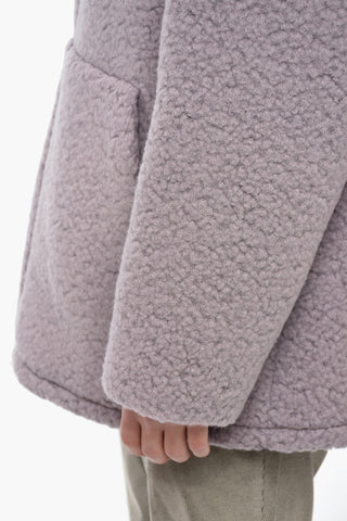 Bouclè Wool Blend Hooded Coat with Zip