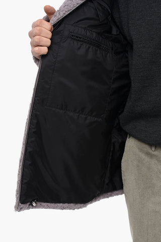 Bouclè Wool Blend Hooded Coat with Zip