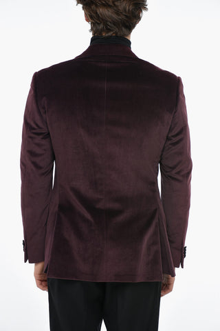 Lined Velvet ACADEMY Single Breasted Blazer With Peak Lapel
