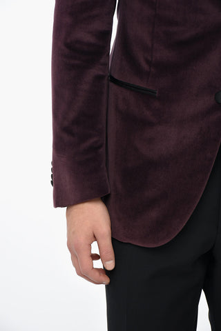 Lined Velvet ACADEMY Single Breasted Blazer With Peak Lapel