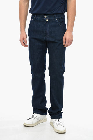 ID Stretch Cotton Regular Fit Denims with Dark Wash