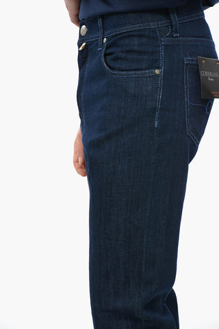 ID Stretch Cotton Regular Fit Denims with Dark Wash