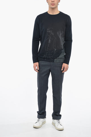 ID Crew Neck Long-sleeved T-Shirt with Vintage Print