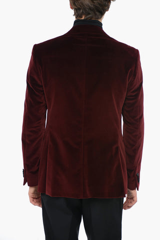 Blazer CERIMONIA ACADEMY aus Velours mit kontrastierenden Leistentaschen