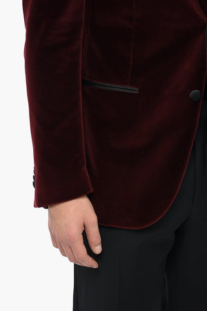 Velour Blazer CERIMONIA ACADEMY With Contrasting Welt Pockets