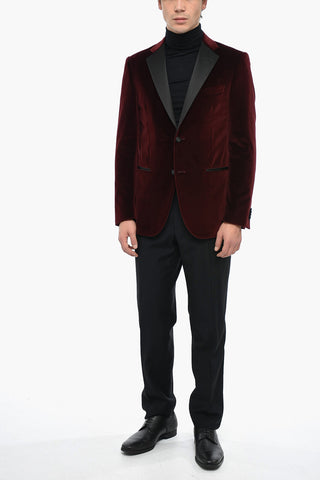 Blazer CERIMONIA ACADEMY aus Velours mit kontrastierenden Leistentaschen