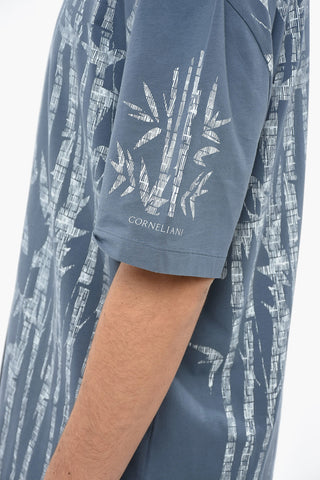 Stretch Cotton T-Shirt with Plant Motif