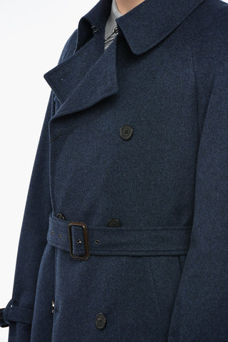 Cappotto In Cashmere Doppiopetto Foderato Con Cintura