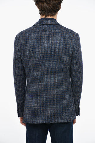 Wool and Silk GATE Blazer with Windowpane Check Pattern