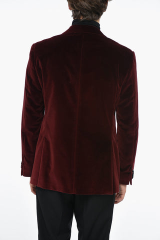 Blazer CERIMONIA ACADEMY in Velour con Revers a Lancia a Contrasto