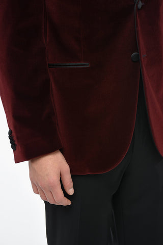 Blazer CERIMONIA ACADEMY in Velour con Revers a Lancia a Contrasto