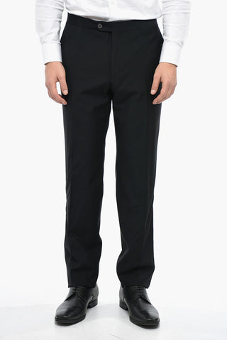CERIMONIA Virgin Wool ACADEMY Pants with Satin Detail