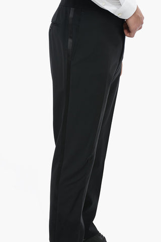 CERIMONIA Virgin Wool ACADEMY Pants with Satin Detail