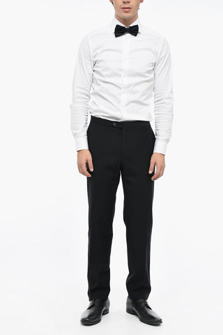 CERIMONIA Virgin Wool ACADEMY Pants with Satin Detail