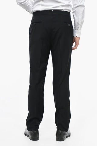 CERIMONIA Virgin Wool ACADEMY Pants with Satin Detail