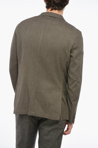 Cashmere and Silk Blend GATE Blazer with Herringbone Pattern