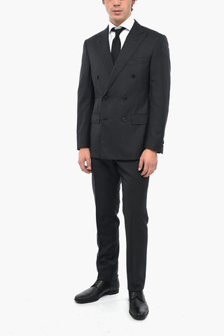 Double-breasted ACADEMY Virgin Wool Suit with Peak Lapel