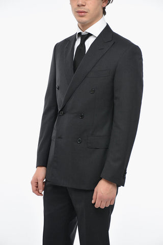 Double-breasted ACADEMY Virgin Wool Suit with Peak Lapel