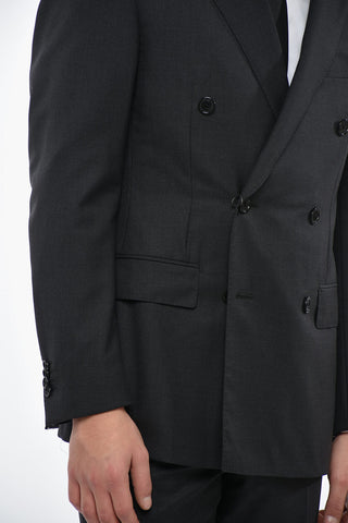 Double-breasted ACADEMY Virgin Wool Suit with Peak Lapel