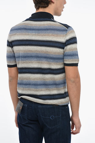 Polo CANTON in Misto Lino con Motivo a Righe