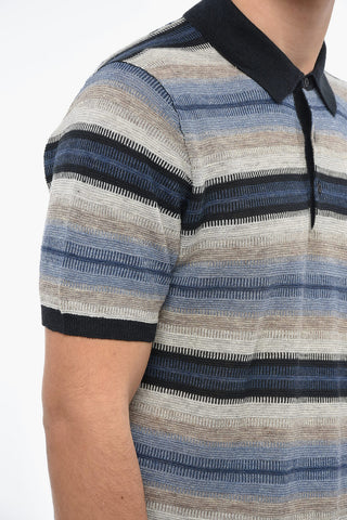 Polo CANTON in Misto Lino con Motivo a Righe