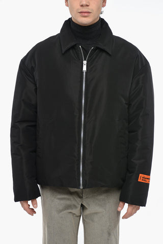 Solid Color Padded Jacket with Zip Closure