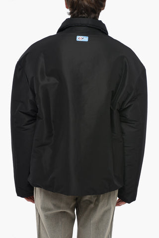 Solid Color Padded Jacket with Zip Closure