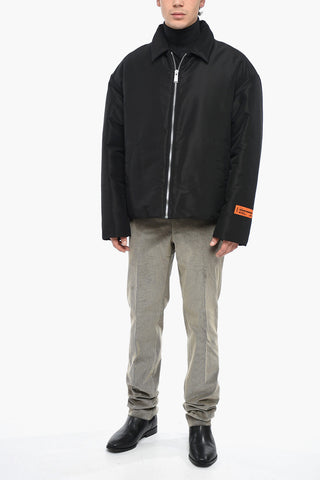 Solid Color Padded Jacket with Zip Closure